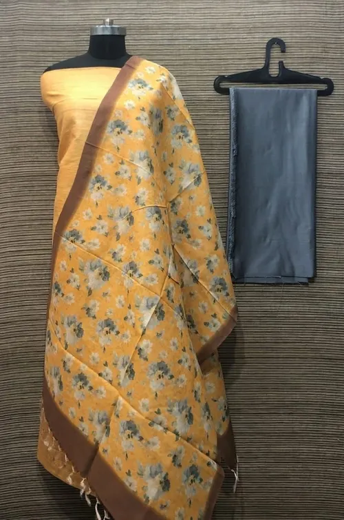 Elegant Ghicha Tussar Silk Plain Suit Material – Handwoven Natural Texture